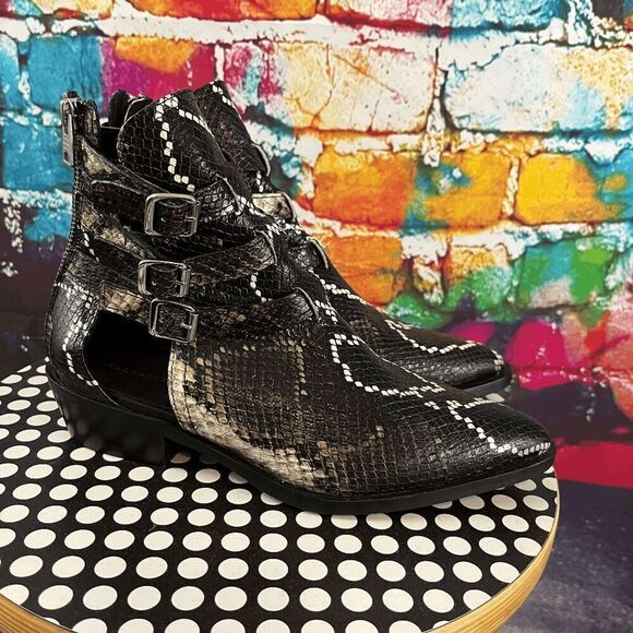 Allsaints Boots Womens 6.5 Snakeskin Darcy Pointed Toe Bootie EUR 37 - Picture 1 of 6